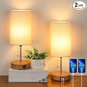Set of 2 Table Lamps with 2 USB Ports