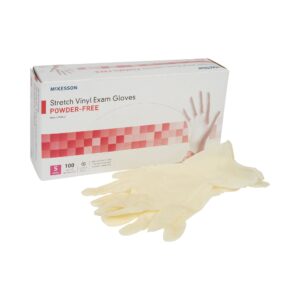 McKesson Stretch Vinyl Exam Gloves – Small – Ivory