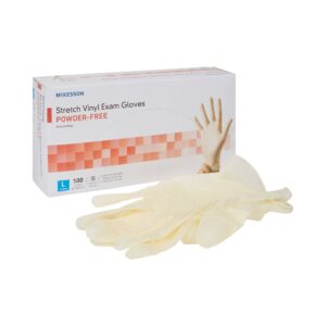 McKesson Stretch Vinyl Exam Gloves – Large – Ivory