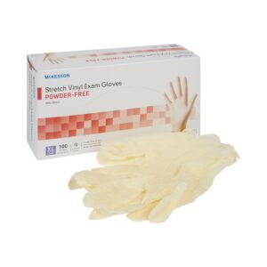 McKesson Stretch Vinyl Exam Gloves – X-Large – Ivory