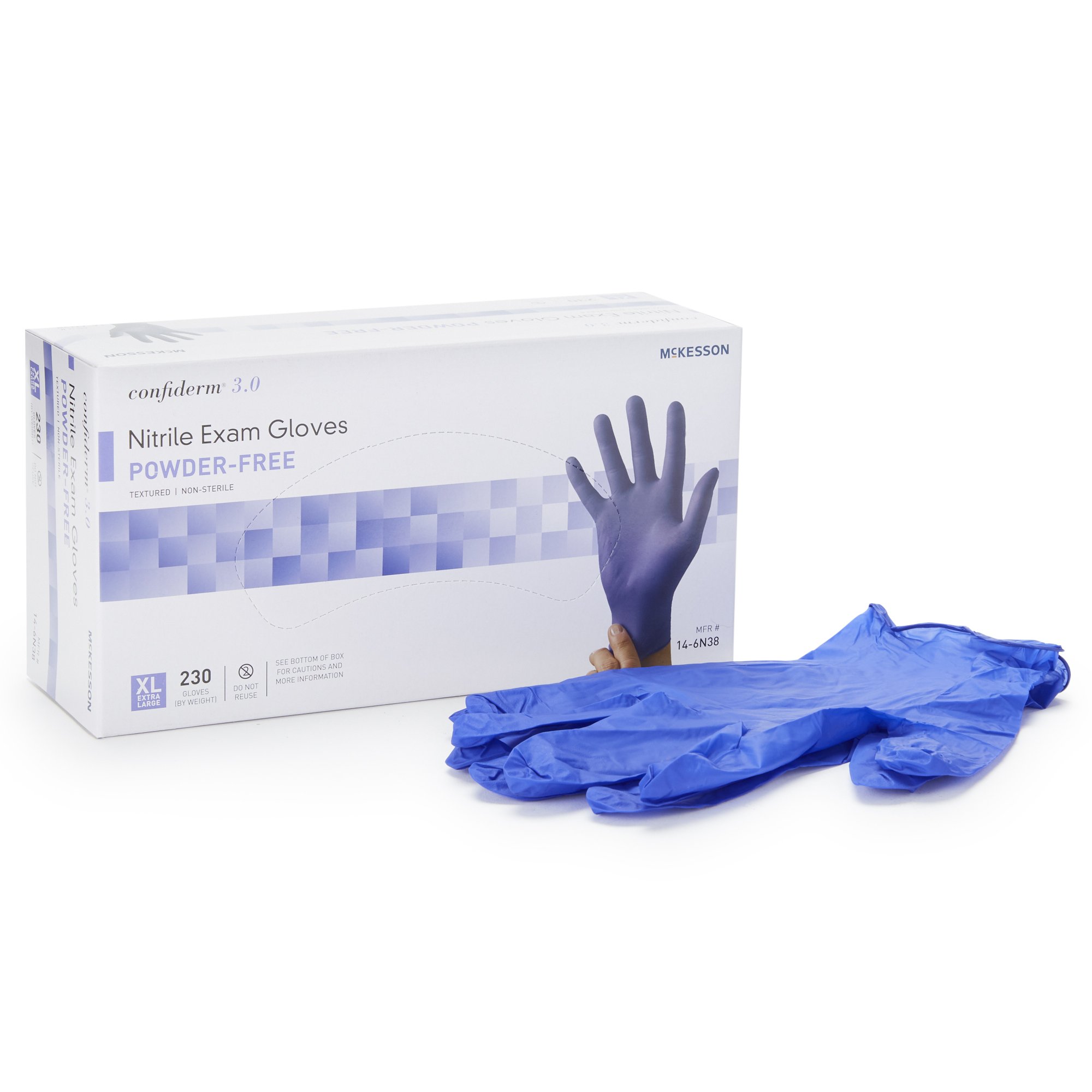 McKesson Confiderm 3.0 Nitrile Exam Gloves – X-Large – Blue