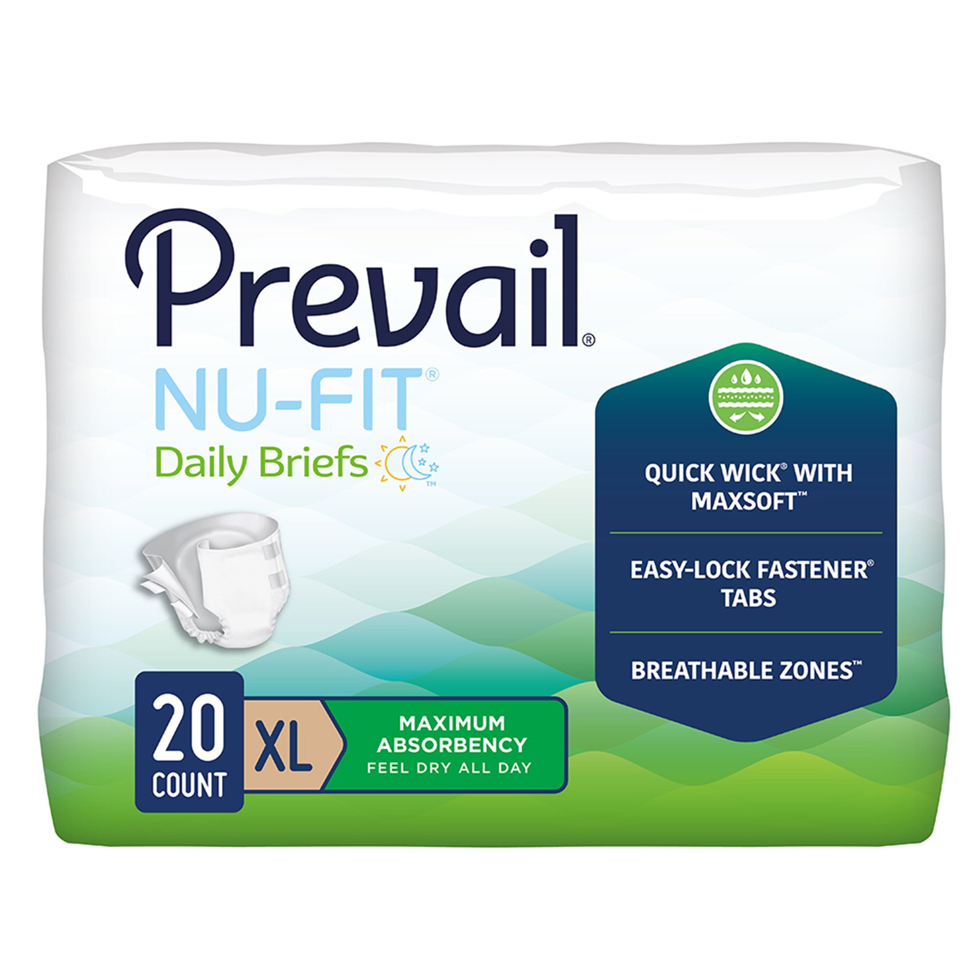 Incontinence Brief - Prevail Nu-Fit - X-Large - Heavy Absorbency