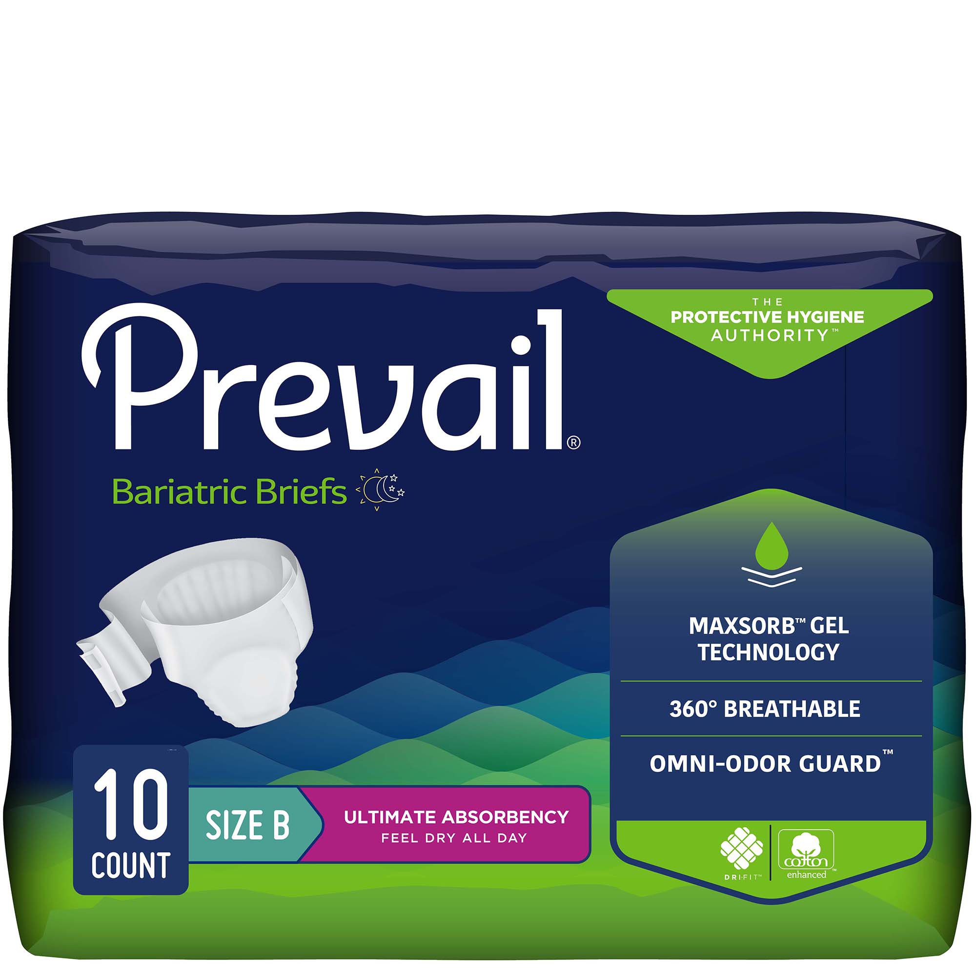 Incontinence Brief - Prevail Bariatric - Size B - Heavy Absorbency