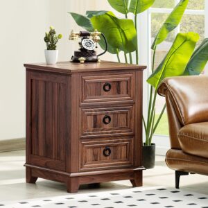 18" Nightstand – 3 Drawer Rustic Wood
